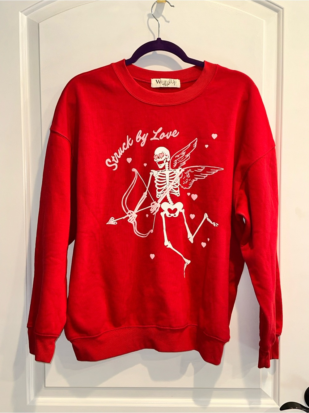 Wound Up Red 'Struck by Love' Graphic Crewneck Sweatshirt